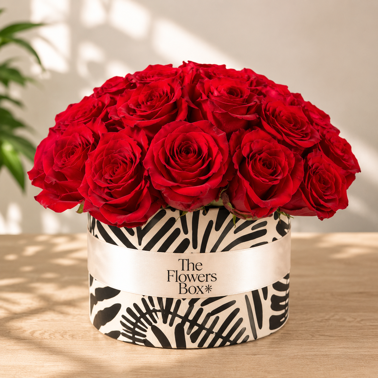 Caja floral de rosas rojas